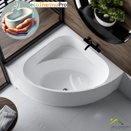 Badewanne Eckwanne Dina 140 x 140 cm mit Isolierung Thermobadewanne Acrylwanne+ Siphon Viega (id: 1901)