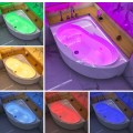 Badewanne Wela 160x100 cm links mit LED Beleuchtung Unterwasserbeleuchtung Eckbadewanne + Siphon Viega (id: 1909)