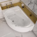 Badewanne Wela 160x100 cm links mit LED Beleuchtung Unterwasserbeleuchtung Eckbadewanne + Siphon Viega (id: 1909)