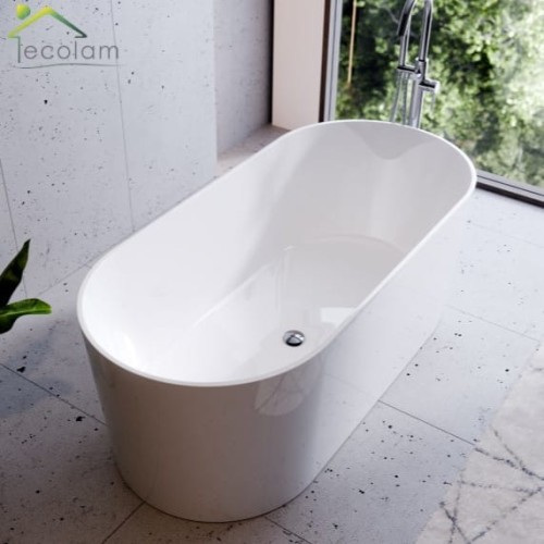 freistehende Badewanne Mineralguss 160x74 cm Click-Clack Standbadewanne Lova Design Luxus HINGUCKER weiß (id: 1910)