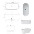 freistehende Badewanne Mineralguss 160x74 cm Click-Clack Standbadewanne Lova Design Luxus HINGUCKER weiß (id: 1910)