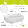 Badewanne Wela 150x100 cm rechts mit LED Beleuchtung Unterwasserbeleuchtung Eckbadewanne + Siphon Viega (id: 1912)