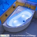 Badewanne Wela 150x100 cm rechts mit LED Beleuchtung Unterwasserbeleuchtung Eckbadewanne + Siphon Viega (id: 1912)