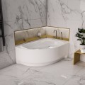Badewanne Wela 150x100 cm rechts mit LED Beleuchtung Unterwasserbeleuchtung Eckbadewanne + Siphon Viega (id: 1912)