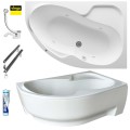 Badewanne Wela 150x100 cm rechts mit LED Beleuchtung Unterwasserbeleuchtung Eckbadewanne + Siphon Viega (id: 1912)