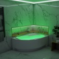 Badewanne Wela 150x100 cm rechts mit LED Beleuchtung Unterwasserbeleuchtung Eckbadewanne + Siphon Viega (id: 1912)