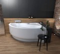 Badewanne Wela 150x100 cm rechts mit LED Beleuchtung Unterwasserbeleuchtung Eckbadewanne + Siphon Viega (id: 1912)