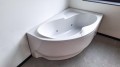 Badewanne Wela 150x100 cm rechts mit LED Beleuchtung Unterwasserbeleuchtung Eckbadewanne + Siphon Viega (id: 1912)