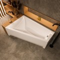 Badewanne 150 x 100 cm Rita links mit Isolierung Thermobadewanne Eckbadewanne Trapez + Viega (id: 1929)