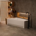 Badewanne 150 x 100 cm Rita links mit Isolierung Thermobadewanne Eckbadewanne Trapez + Viega (id: 1929)