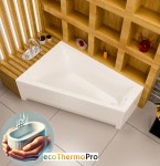 Badewanne 160 x 100 cm Rita links mit Isolierung Thermobadewanne Eckbadewanne Trapez + Viega