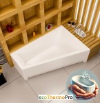 Badewanne 160 x 100 cm Rita rechts mit Isolierung Thermobadewanne Eckbadewanne Trapez + Viega