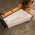 Badewanne 160 x 100 cm Rita rechts mit Isolierung Thermobadewanne Eckbadewanne Trapez + Viega (id: 1934)