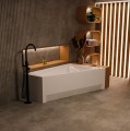 Badewanne 160 x 100 cm Rita rechts mit Isolierung Thermobadewanne Eckbadewanne Trapez + Viega (id: 1934)