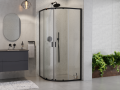 Duschkabine Zarya schwarz 80x80 x190 cm R55 Viertelkreis Echtglas Dusche black (id: 1962)