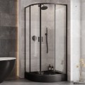 Duschkabine Zarya schwarz 80x80 x190 cm R55 Viertelkreis Echtglas Dusche black (id: 1962)