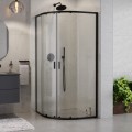 Duschkabine Zarya schwarz 80x80 x190 cm R55 Viertelkreis Echtglas Dusche black (id: 1962)