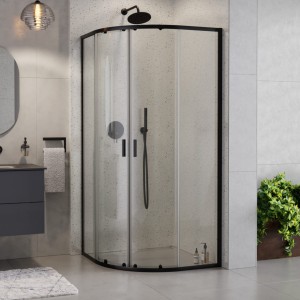 Duschkabine Zarya schwarz 80x80 x190 cm R55 Viertelkreis Echtglas Dusche black