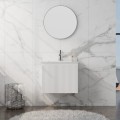 Badmöbel Set Waschbecken + Unterschrank 60 cm Irvine weiß Lamellen Fronten 3D (id: 1971)
