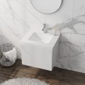 Badmöbel Set Waschbecken + Unterschrank 60 cm Irvine weiß Lamellen Fronten 3D (id: 1971)