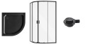 SET Duschkabine Zarya + Duschwanne Duschtasse Brausewanne Alex 80x80 Dusche schwarz black Stein Effekt (id: 1767)