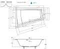 Badewanne Eckbadewanne 170x125 cm links Intima Duo schwarze Schürze Bambusablage 2 x Kopfkissen (id: 1983)