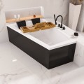 Badewanne 180x125 cm links Intima Duo schwarze Schürze Eckbadewanne Bambusablage 2 x Kopfkissen Eckbadewanne (id: 1984)