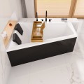 Badewanne 180x125 cm links Intima Duo schwarze Schürze Eckbadewanne Bambusablage 2 x Kopfkissen Eckbadewanne (id: 1984)