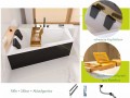 Badewanne 180x125 cm links Intima Duo schwarze Schürze Eckbadewanne Bambusablage 2 x Kopfkissen Eckbadewanne (id: 1984)