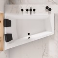 Badewanne 180x125 cm links Intima Duo schwarze Schürze Eckbadewanne Bambusablage 2 x Kopfkissen Eckbadewanne (id: 1984)