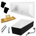 Badewanne 180x125 cm rechts Intima Duo schwarze Schürze Eckbadewanne Bambusablage 2 x Kopfkissen Eckbadewanne (id: 1986)