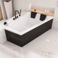 Badewanne 180x125 cm rechts Intima Duo schwarze Schürze Eckbadewanne Bambusablage 2 x Kopfkissen Eckbadewanne (id: 1986)