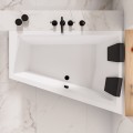 Badewanne 180x125 cm rechts Intima Duo schwarze Schürze Eckbadewanne Bambusablage 2 x Kopfkissen Eckbadewanne (id: 1986)