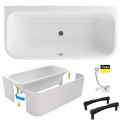 Vorwand Badewanne Acrylwanne 180x85 cm Arana + Ablaufgarnitur (id: 1990) Styroporverkleicung