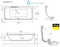 Vorwand Badewanne Acrylwanne 180x85 cm Arana + Ablaufgarnitur (id: 1990)