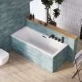 Badewanne Acrylwanne 180x80 cm Heaven SLIM Rechteck + Siphon: weiß / chrom / gold / schwarz (id: 1994)