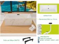 Badewanne Acrylwanne 180x80 cm Heaven SLIM Rechteck + Siphon: weiß / chrom / gold / schwarz (id: 1994)