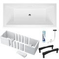 Badewanne Acrylwanne 180x80 cm Heaven SLIM Rechteck + Siphon: weiß / chrom / gold / schwarz (id: 1994)