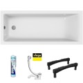 Badewanne 160x70 cm Marella Slim niedriger Rand+ Ablauf Viega (id: 2029) ohne Verkleidung
