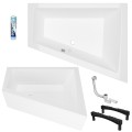 Badewanne Eckbadewanne 180 x 130 cm Sfera Maxi rechts für zwei Personen (id: 2035)
