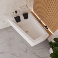 Badewanne Eckbadewanne 180 x 130 cm Sfera Maxi links für zwei Personen + schwarze Kopfkissen (id: 2036)
