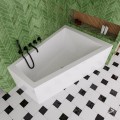 Badewanne Eckbadewanne 180 x 130 cm Sfera Maxi rechts für zwei Personen + schwarze Kopfkissen (id: 2038)