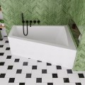 Badewanne Eckbadewanne 180 x 130 cm Sfera Maxi rechts für zwei Personen + schwarze Kopfkissen (id: 2038)
