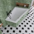 Badewanne Eckbadewanne 180 x 130 cm Sfera Maxi rechts für zwei Personen + schwarze Kopfkissen (id: 2038)
