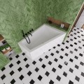 Badewanne Eckbadewanne 180 x 130 cm Sfera Maxi rechts für zwei Personen + schwarze Kopfkissen (id: 2038)