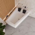 Badewanne Eckbadewanne 180 x 130 cm Sfera Maxi rechts für zwei Personen + schwarze Kopfkissen (id: 2038)