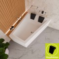 Badewanne Eckbadewanne 180 x 130 cm Sfera Maxi rechts für zwei Personen + schwarze Kopfkissen (id: 2038)