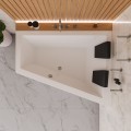 Badewanne Eckbadewanne 180 x 130 cm Sfera Maxi rechts für zwei Personen + schwarze Kopfkissen (id: 2038)