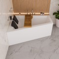 Badewanne Eckbadewanne 180 x 130 cm Sfera Maxi links für zwei Personen + schwarze Kopfkissen + Bambusablage (id: 2039)