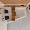 Badewanne Eckbadewanne 180 x 130 cm Sfera Maxi links für zwei Personen + schwarze Kopfkissen + Bambusablage (id: 2039)